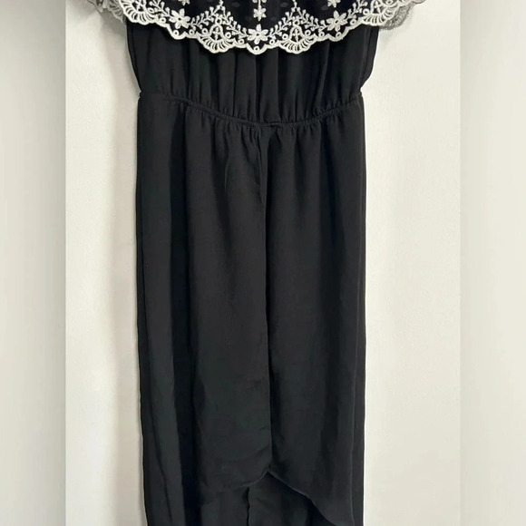 Three Pink Hearts Small Black Maxi Romper Dress Embroidered Fairy Whimsigoth - Picture 8 of 13